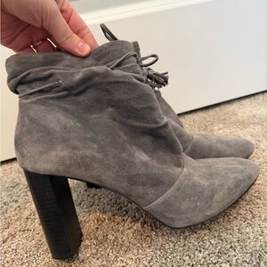 White House Black Market Charcoal Heeled Boots